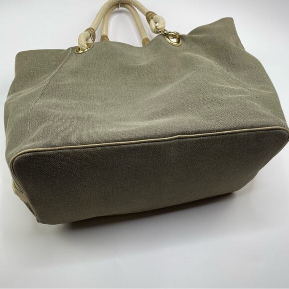 Michael Michael Kors Marina Grab Anchor oversized canvas taupe gold tote handbag - Picture 6 of 16